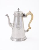 Y A GEORGE II SILVER TAPERING COFFEE POT