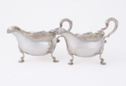 A PAIR OF GEORGE III SILVER OVAL SAUCE BOATS
