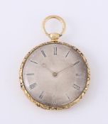 LEPINE, PARIS, A FRENCH GOLD AND ENAMEL OPEN FACE POCKET WATCH