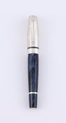 MONTEGRAPPA, MIYA, A SILVER COLOURED AND BLUE RESIN ROLLERBALL PEN