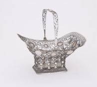 A CONTINENTAL SILVER FILIGREE SWING HANDLED BASKET