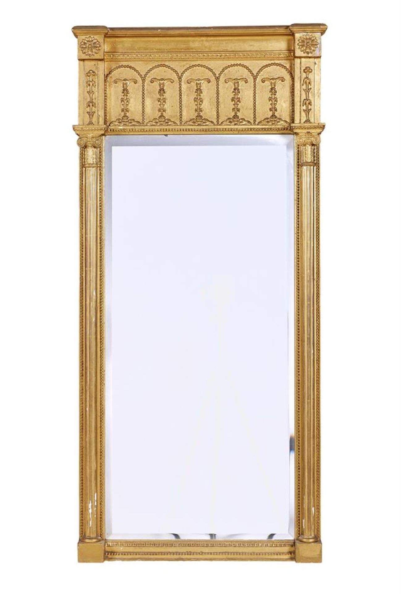 A REGENCY GILTWOOD AND GESSO OVERMANTLE MIRROR EARLY 19TH CENTURY
