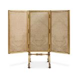 A ROYAL GEORGE IV GILTWOOD AND DAMASK PANELLED FIRE SCREEN ATTRIBUTED TO MOREL & SEDDON, CIRCA 1825