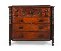 A GEORGE IV MAHOGANY AND BRASS INLAID CHEST OF DRAWERS SCOTTISH