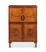 A GEORGE III SATINWOOD AND MARQUETRY SECRETAIRE IN THE MANNER OF INCE & MAYHEW