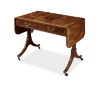 A LATE GEORGE III MAHOGANY AND CROSSBANDED SOFA TABLE