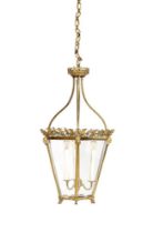 A GILT METAL HALL LANTERN IN THE REGENCY STYLE 20TH CENTURY