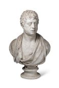 AFTER NOLLEKENS- A PLASTER LIBRARY BUST OF FRANCIS RUSSELL, DUKE OF BEDFORD 19TH CENTURY