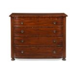 A GEORGE IV MAHOGANY BOW FRONT CHEST OF DRAWERS CIRCA 1830