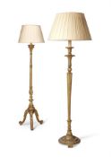 TWO GILTWOOD STANDARD LAMPS 20TH CENTURY IN THE 19TH CENTURY MANNER