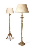 TWO GILTWOOD STANDARD LAMPS 20TH CENTURY IN THE 19TH CENTURY MANNER