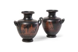 A PAIR OF COLD PAINTED TERRACOTTA HYDRIA VESSELS BY IPSEN