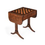 A REGENCY MAHOGANY AND INLAID PEMBROKE GAMES TABLE CIRCA 1815