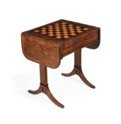 A REGENCY MAHOGANY AND INLAID PEMBROKE GAMES TABLE CIRCA 1815