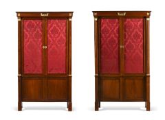 A PAIR OF FRENCH MAHOGANY AND GILT METAL MOUNTED BOOKCASES IN EMPIRE STYLE