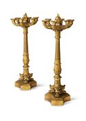 A PAIR OF EMPIRE GILT BRONZE CANDELABRA, EARLY 19TH CENTURY