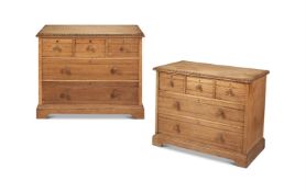 A PAIR OF LATE VICTORIAN OAK AND ASH CHESTS OF DRAWERS CIRCA 1890