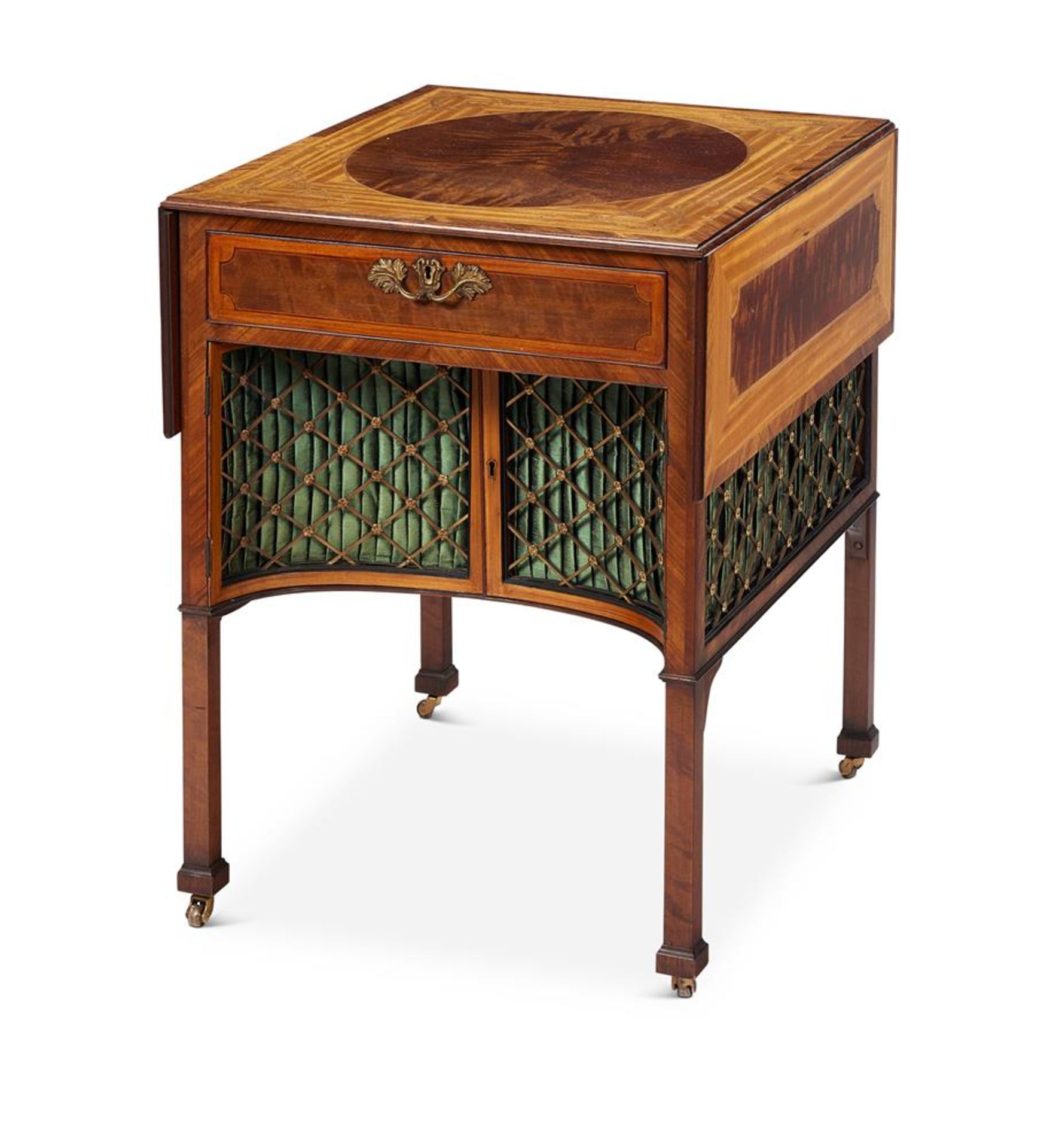 A SATINWOOD AND MARQUETRY INLAID 'BREAKFASTE' TABLE IN GEORGE III STYLE