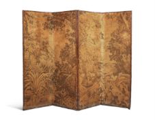 A FOUR-FOLD FABRIC COVERED SCREEN 20TH CENTURY