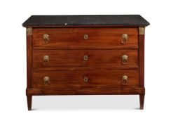 A FRENCH MAHOGANY AND GILT METAL MOUNTED COMMODE FIRST HALF 19TH CENTURY