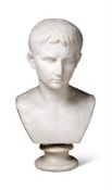 VINCENZO GAJASSI (ITALIAN, 1811-1861) A WHITE MARBLE BUST OF THE YOUNG CAESAR AUGUSTUS