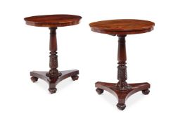 A MATCHED PAIR OF MAHOGANY PEDESTAL TABLES ONE GEORGE IV