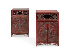 TWO SIMILAR CHINESE STAINED WOOD CABINETS 19TH CENTURY