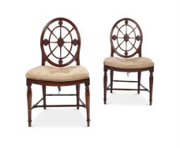 A PAIR OF GEORGE III MAHOGANY HALL CHAIRS ATTRIBUTED TO INCE & MAYHEW