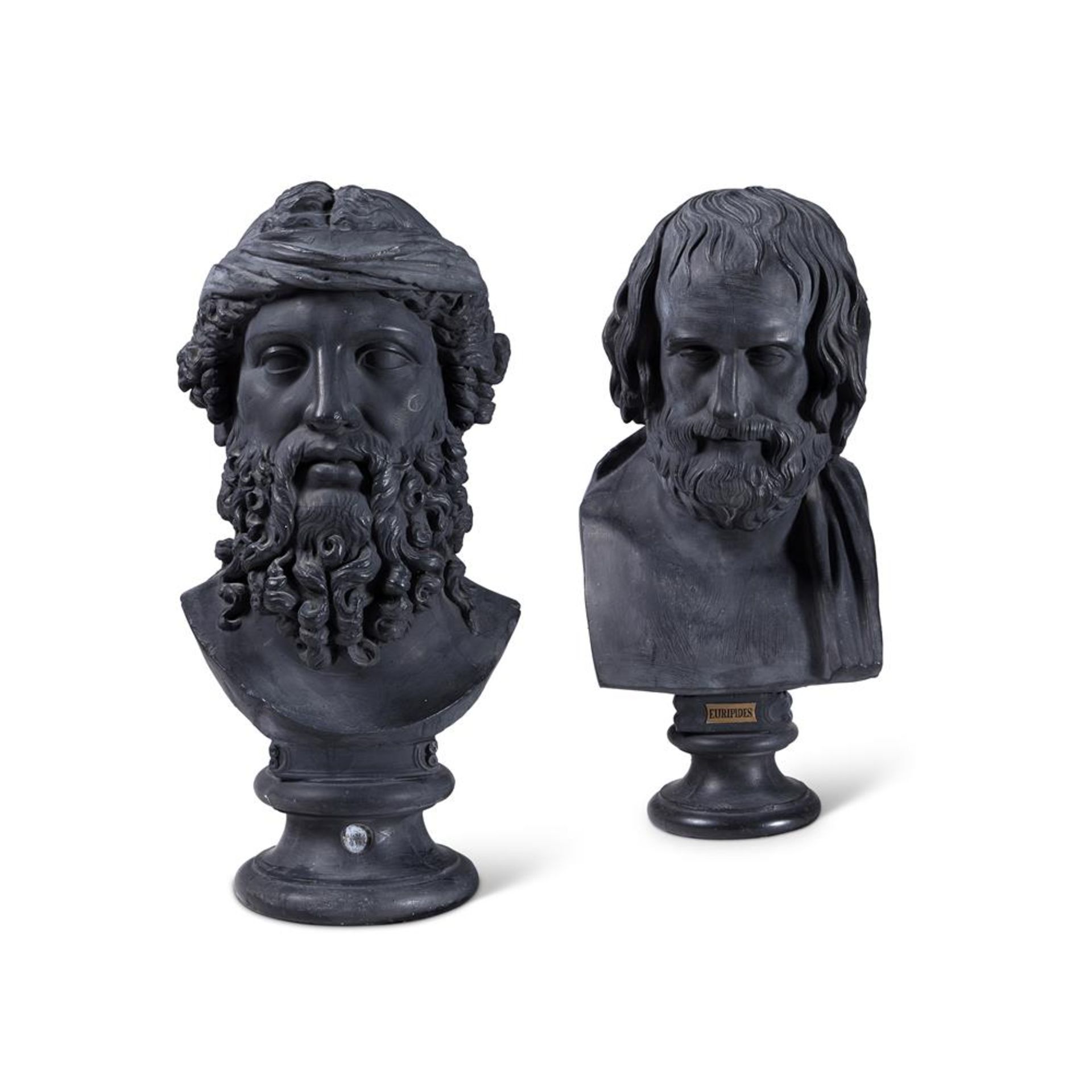 TWO LARGE PLASTER BUSTS OF POSEIDON AND EURIPIDES, 19TH/20TH CENTURY - Bild 5 aus 5