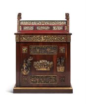 Y A ROSEWOOD, PARCEL GILT AND RE LACQUER SIDE CABINET CIRCA 1820 AND LATER