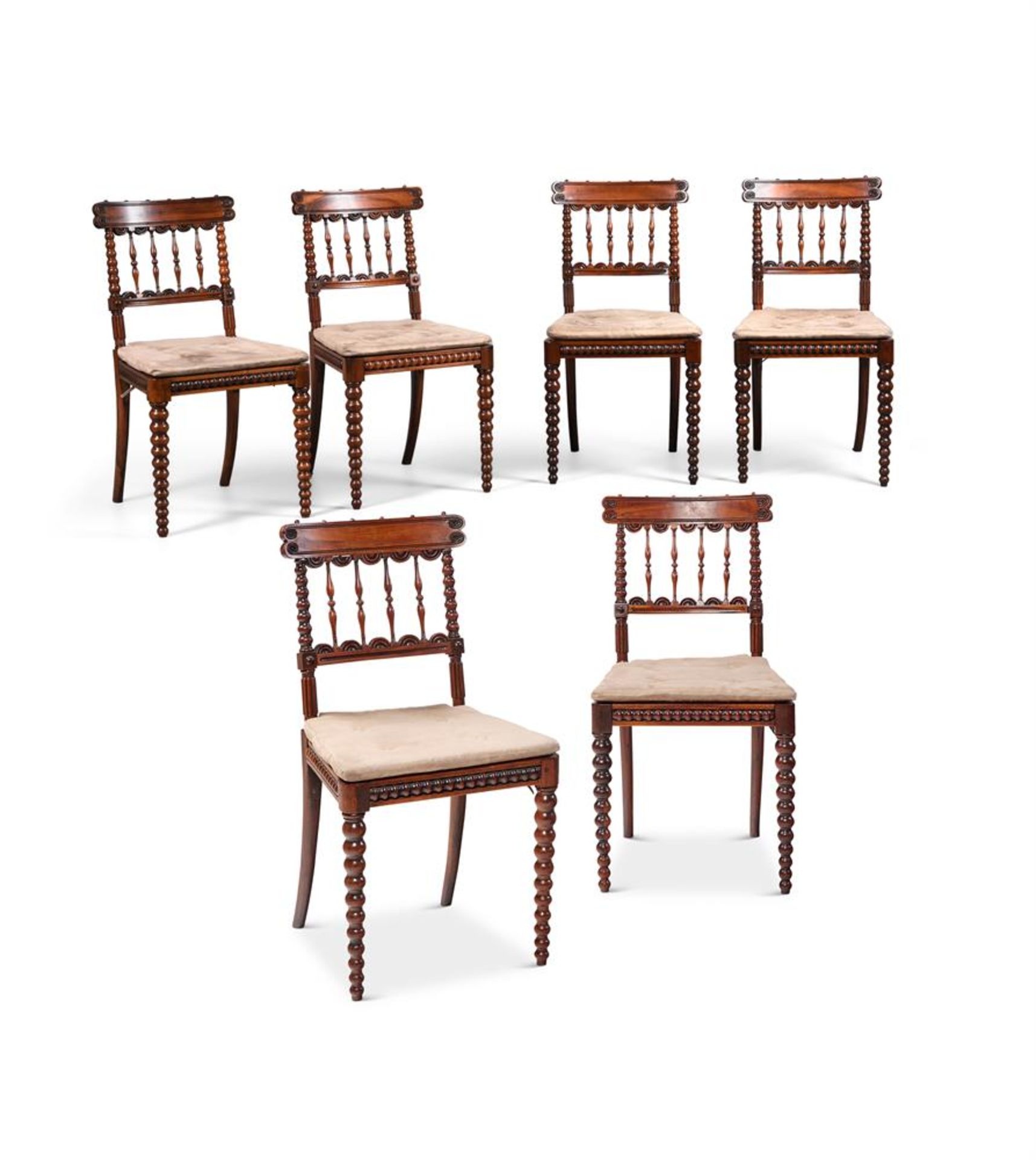 A SET OF SIX GEORGE IV GONCALO ALVES SIDE CHAIRS PROBABLY ANGLO-INDIAN