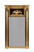 A REGENCY GILTWOOD AND EBONISED PIER GLASS MIRROR EARLY 19TH CENTURY AND LATER