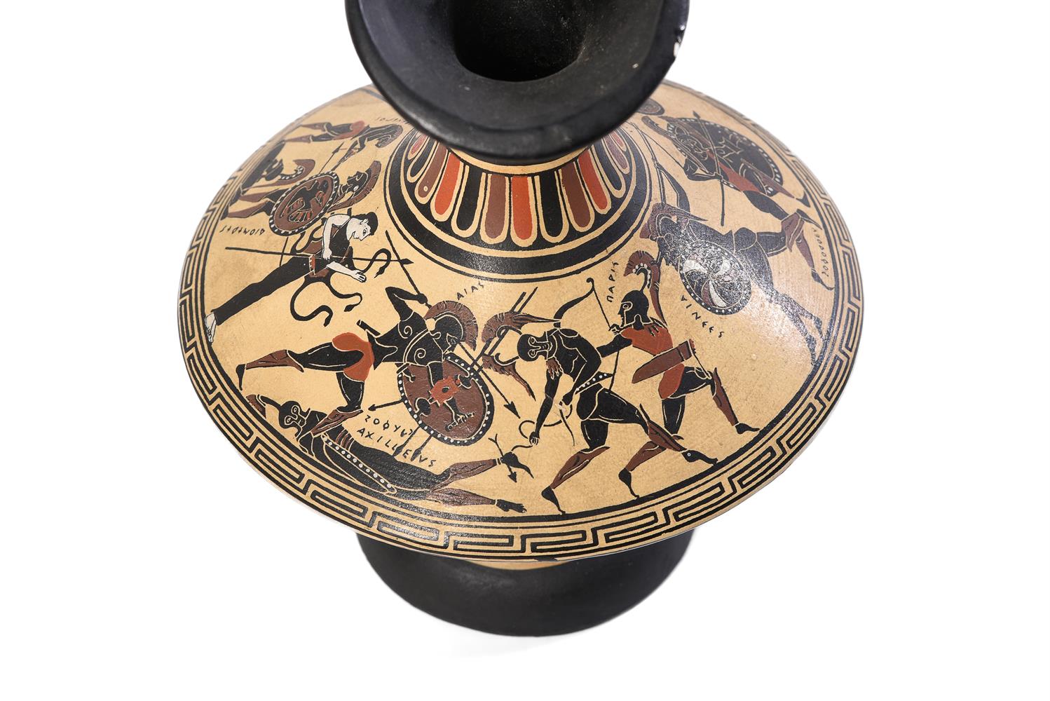 TEN VARIOUS COLD PAINTED TERRACOTTA GREEK STYLE VASES AND JUGS AFTER THE ANTIQUE - Image 2 of 5