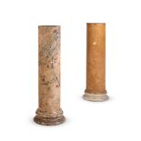 TWO YELLOW SCAGLIOLA PEDESTALS, LATE 19TH/ EARLY 20TH CENTURY