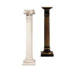 A CARVED VARIEGATED WHITE MARBLE COLUMNAR PEDESTAL 20TH CENTURY