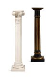 A CARVED VARIEGATED WHITE MARBLE COLUMNAR PEDESTAL 20TH CENTURY