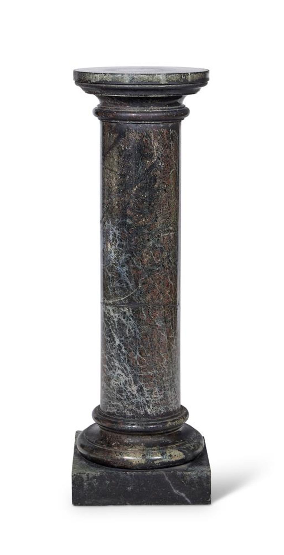 A LEVANTO GREEN AND RED MARBLE PEDESTAL, LATE 19TH CENTURY
