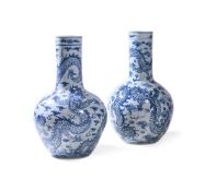 A PAIR OF LARGE CHINESE BLUE AND WHITE VASES, 20TH CENTURY