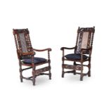 A HARLEQUIN SET OF TEN WALNUT DINING CHAIRS IN CAROLEAN STYLE, 19TH CENTURY
