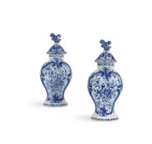 PAIR OF DUTCH DELFT BALUSTER VASES AND COVERS, EARLY 20TH CENTURY