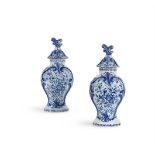 PAIR OF DUTCH DELFT BALUSTER VASES AND COVERS, EARLY 20TH CENTURY