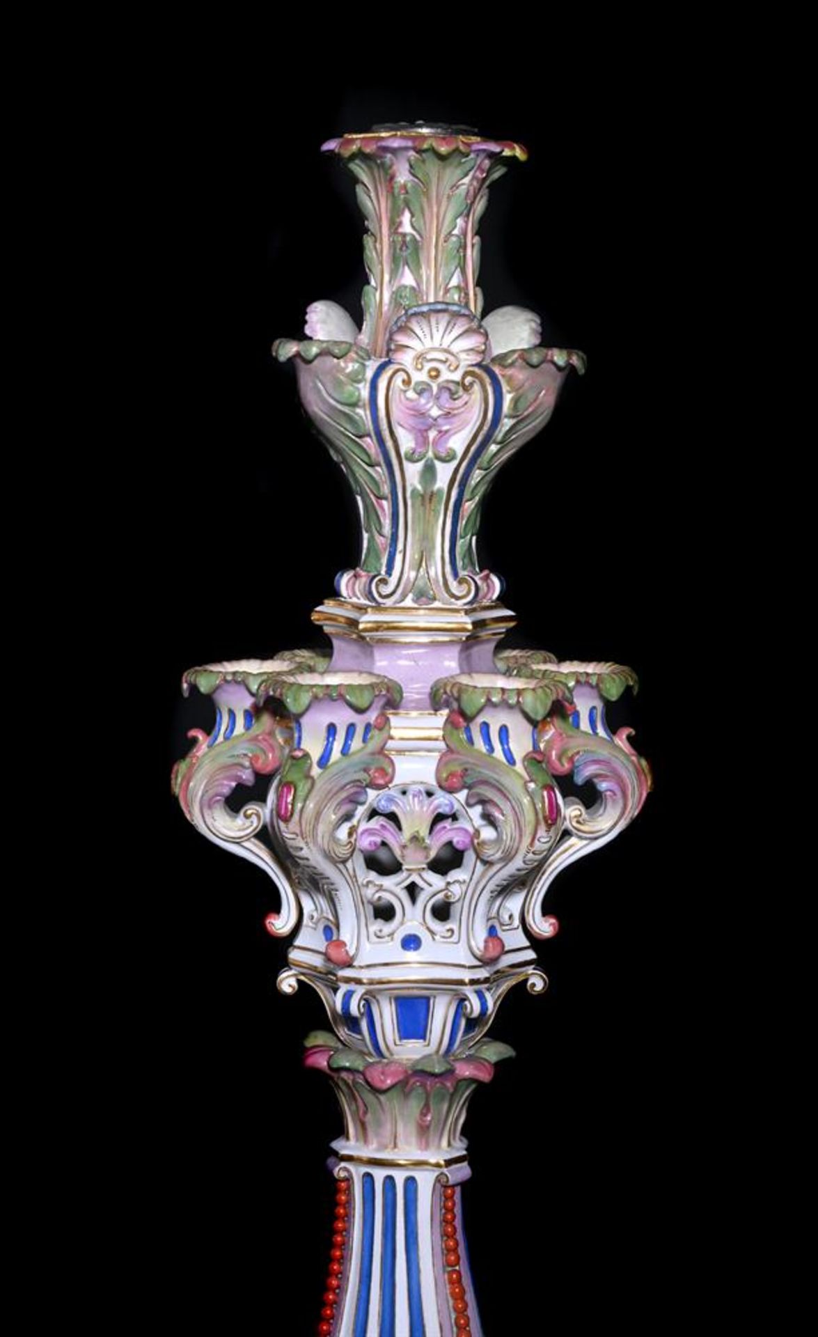 A LARGE PAIR OF MEISSEN PORCELAIN FLOOR STANDING CANDELABRA LATE 19TH CENTURYAfter a pair made for - Image 7 of 9