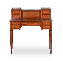 AN EDWARDIAN SATINWOOD AND MAHOGANY CROSSBANDED BONHEUR DU JOUR, CIRCA 1905