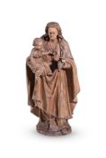 A CONTINENTAL CARVED ASH FIGURE OF THE MADONNA AND CHILD, LATE 16TH/EARLY 17TH CENTURY