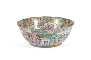 A LARGE CANTONESE PUNCH BOWL, CIRCA 1830-1850