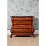 A DUTCH WALNUT AND FLORAL MARQUETRY INLAID COMMODE, EARLY 19TH CENTURY