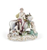 A GERMAN PORCELAIN MODEL OF EUROPA AND THE BULL AFTER THE MEISSEN ORIGINAL, CIRCA 1900 OR LATER