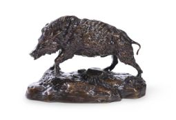 AFTER CHRISTOPHE FRATIN (FRENCH, 1801-1864), A LARGE ANIMALIER BRONZE OF A WILD BOAR