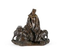 CHARLES (KARL) KORSCHANN (1872-1943), A BRONZE FIGURE OF A SHEPHERDESS