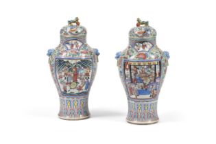 A PAIR OF CANTONESE VASES AND COVERS, 19TH CENTURY